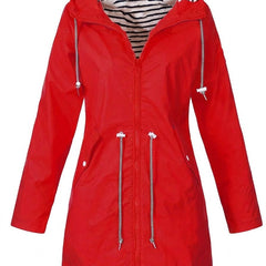 Hooded Drawstring Rain Coat