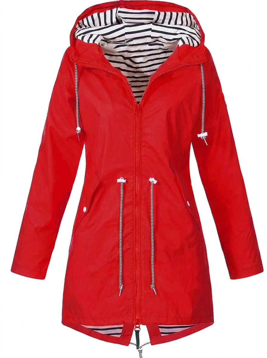 Hooded Drawstring Rain Coat
