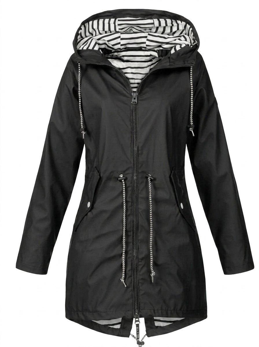 Hooded Drawstring Rain Coat
