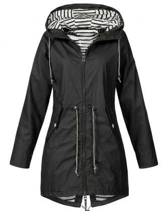 Hooded Drawstring Rain Coat