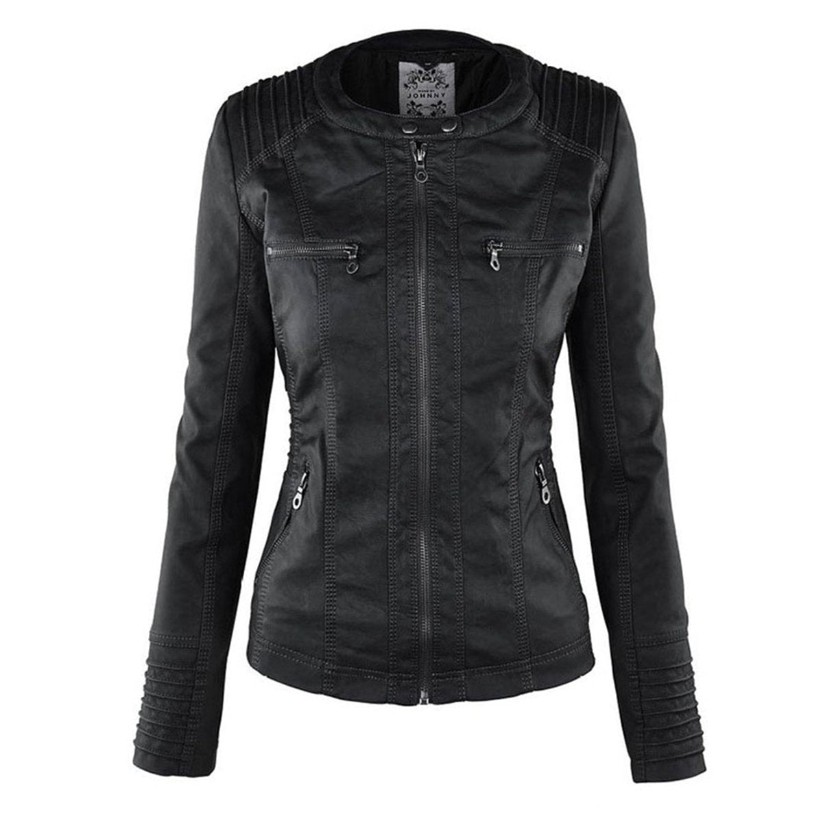 Hooded Moto Jacket with Removable Hood