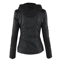Hooded Moto Jacket with Removable Hood