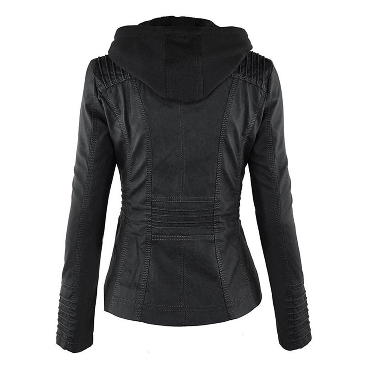 Hooded Moto Jacket with Removable Hood