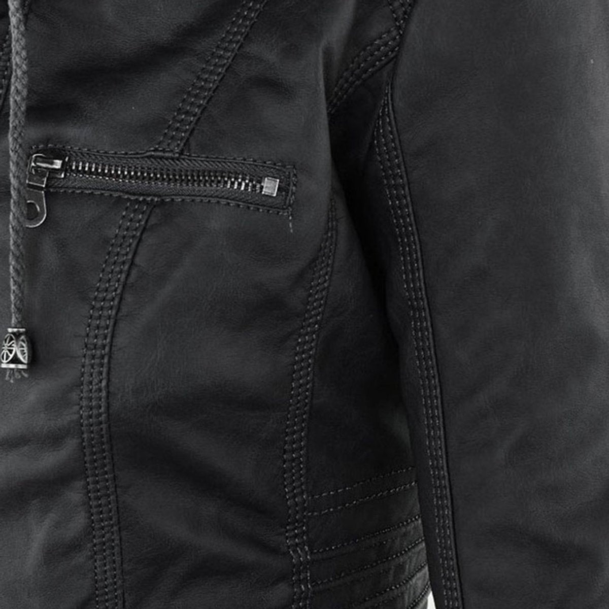 Hooded Moto Jacket with Removable Hood