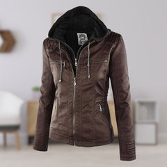 Hooded Moto Jacket with Removable Hood