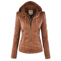 Hooded Moto Jacket with Removable Hood