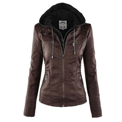 Hooded Moto Jacket with Removable Hood