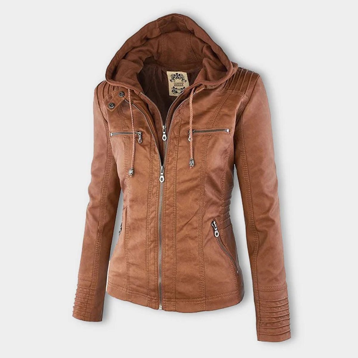 Hooded Moto Jacket with Removable Hood