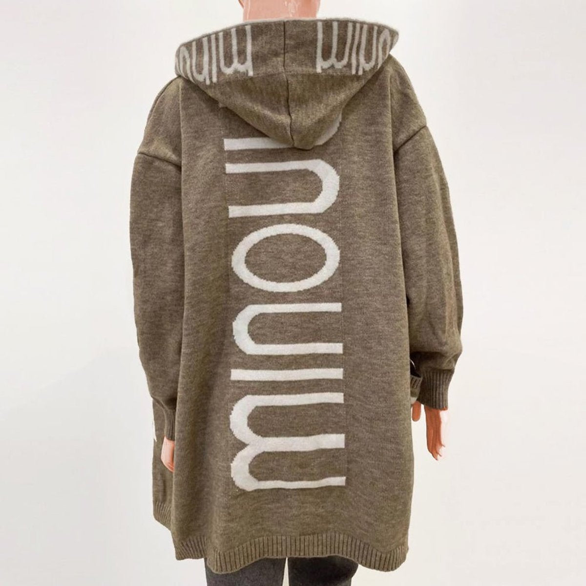 Hooded Open-Front Knit Cardigan