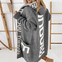 Hooded Open-Front Knit Cardigan