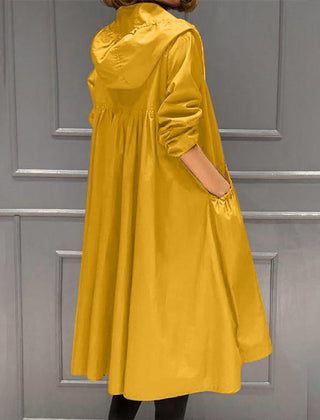 Hooded Zip-Up Long Trench Coat