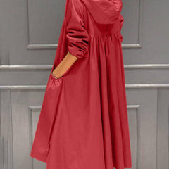 Hooded Zip-Up Long Trench Coat