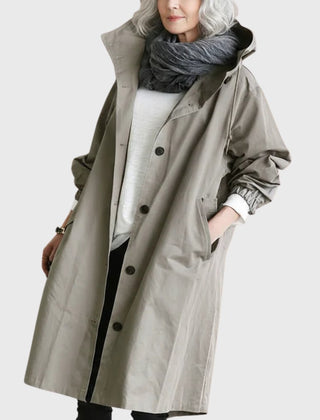 Hooded Relaxed-Fit Long Trench Coat