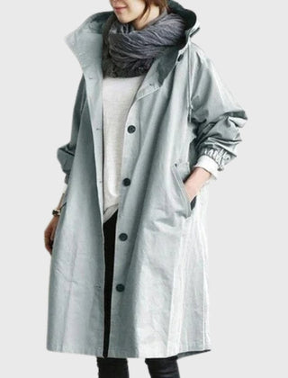 Hooded Relaxed-Fit Long Trench Coat