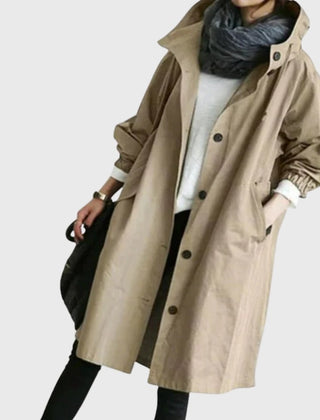 Hooded Relaxed-Fit Long Trench Coat