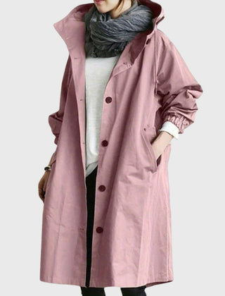 Hooded Relaxed-Fit Long Trench Coat