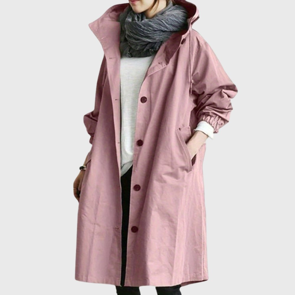 Hooded Relaxed-Fit Long Trench Coat