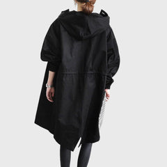 Hooded Relaxed-Fit Long Trench Coat