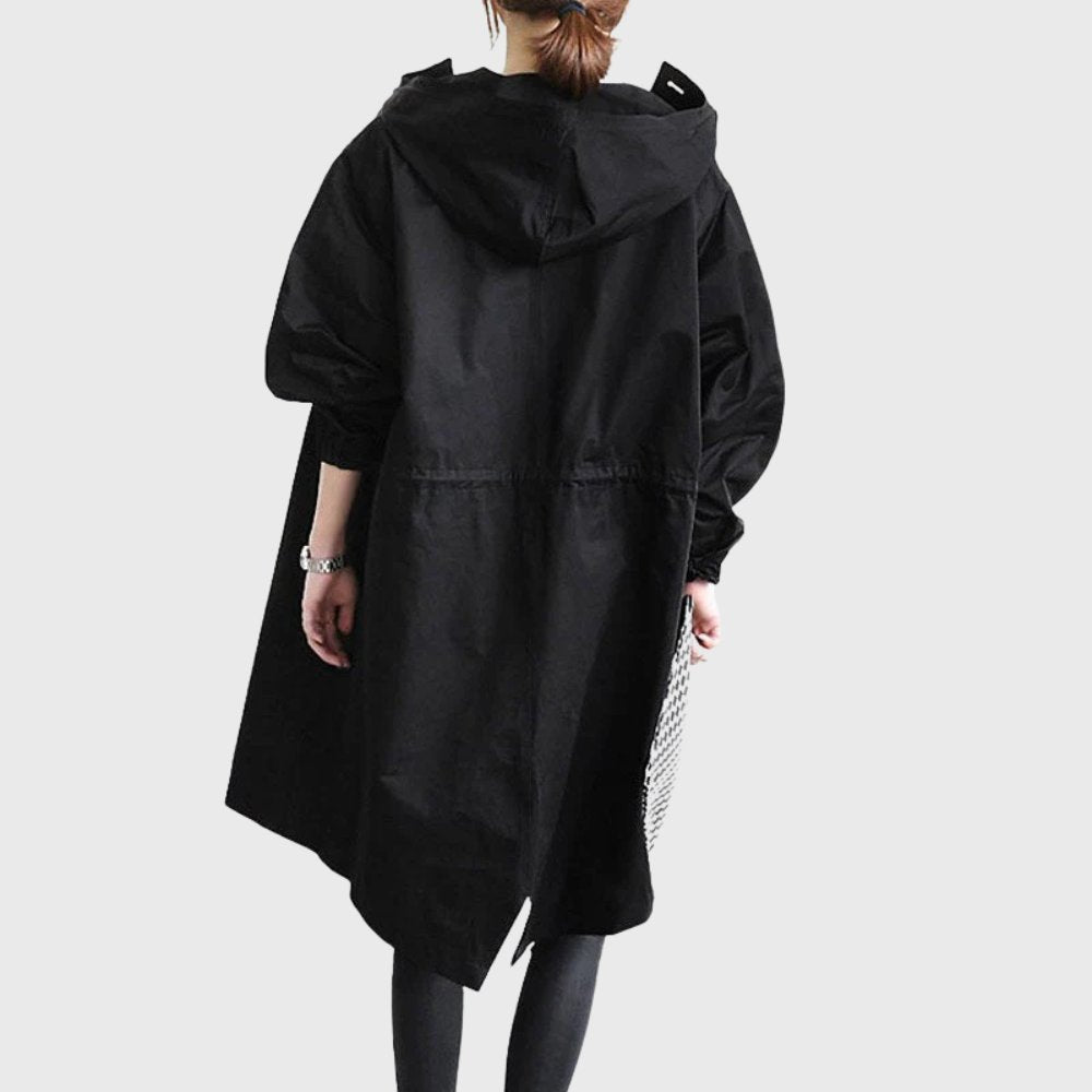 Hooded Relaxed-Fit Long Trench Coat