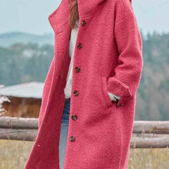 Longline Hooded Button-Front Coat