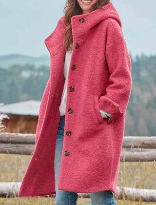 Longline Hooded Button-Front Coat