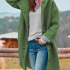 Longline Hooded Button-Front Coat