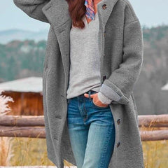Longline Hooded Button-Front Coat