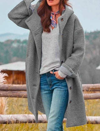 Longline Hooded Button-Front Coat