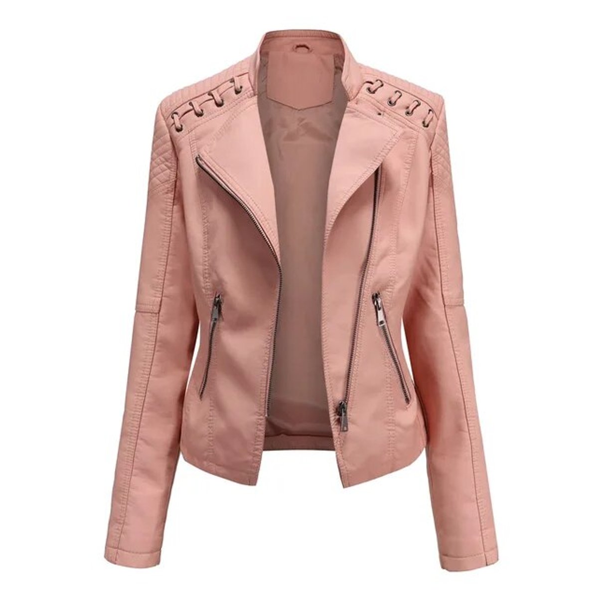 Moto-Style Zip-Up Jacket