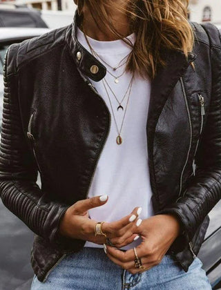 Moto-Style Zip-Up Jacket