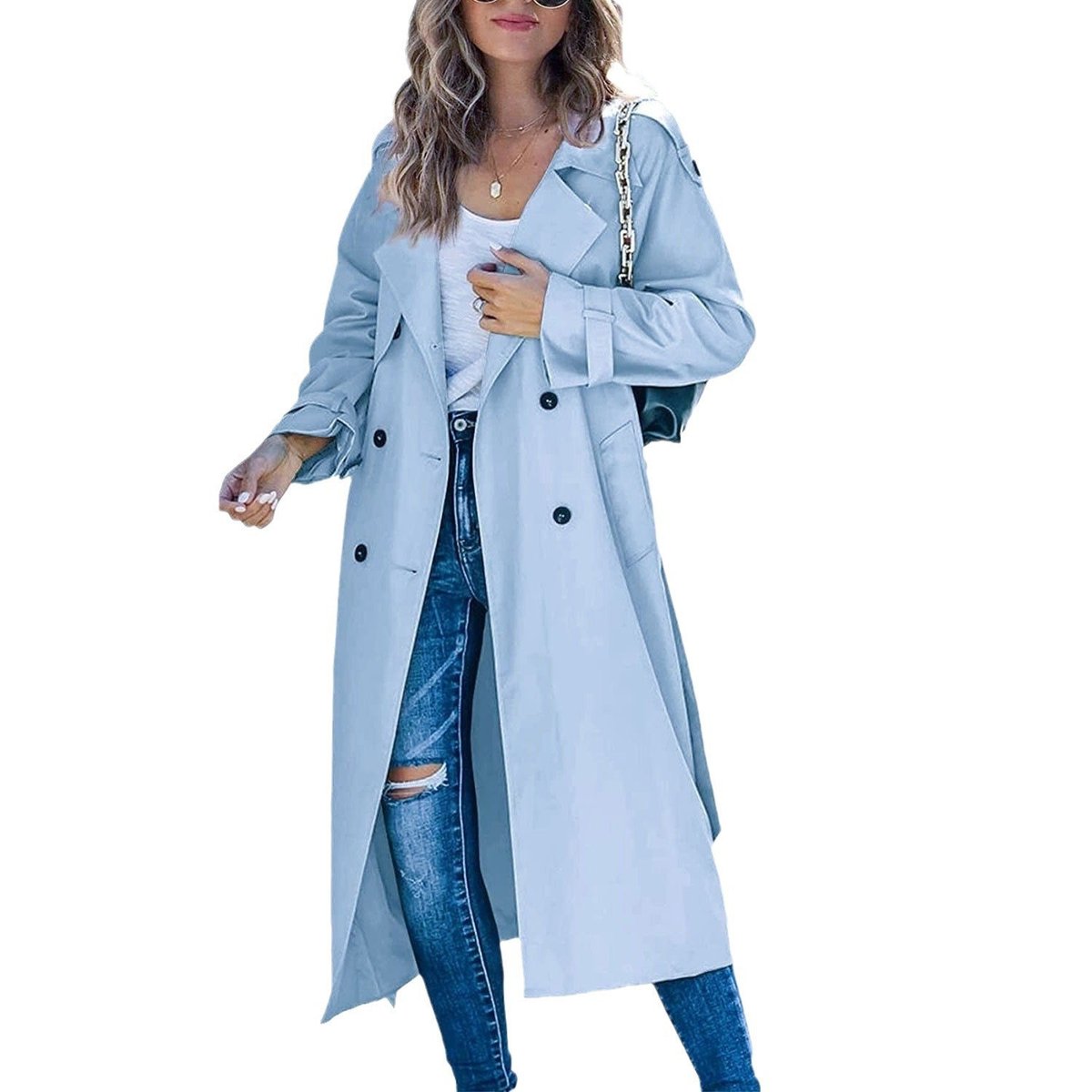 Double-Breasted Belted Longline Trench Coat