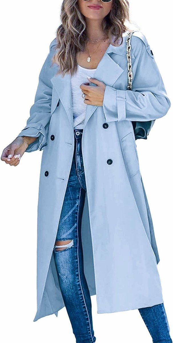 Double-Breasted Belted Longline Trench Coat