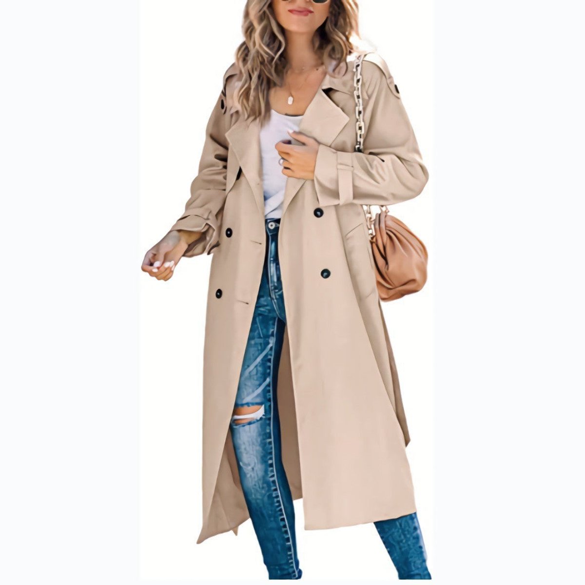 Double-Breasted Belted Longline Trench Coat