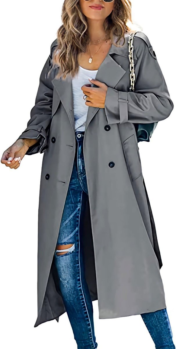 Double-Breasted Belted Longline Trench Coat