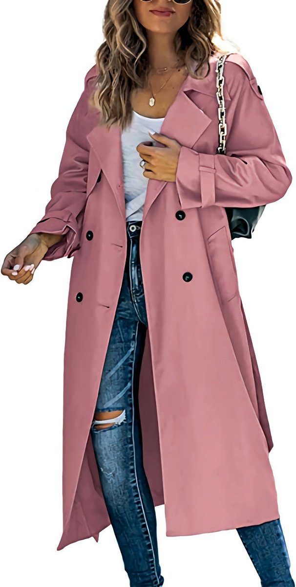 Double-Breasted Belted Longline Trench Coat