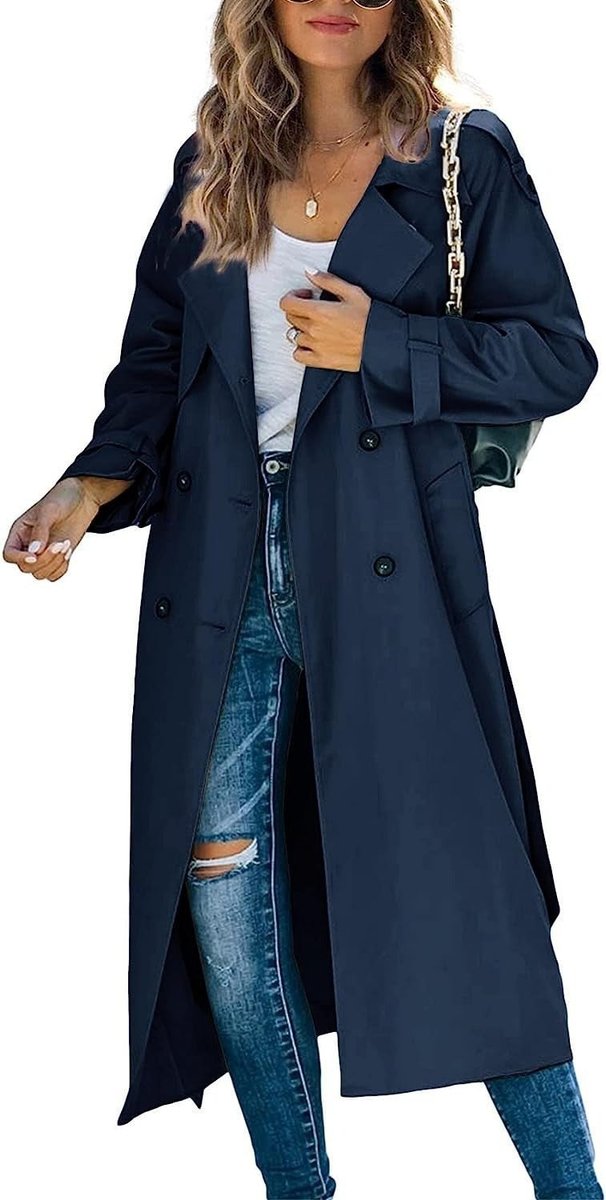 Double-Breasted Belted Longline Trench Coat