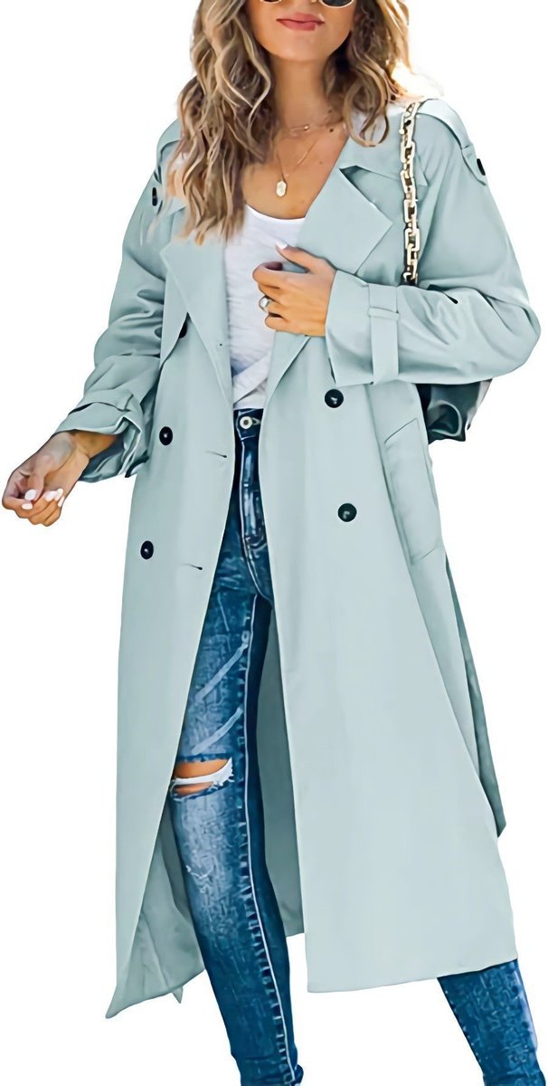Double-Breasted Belted Longline Trench Coat