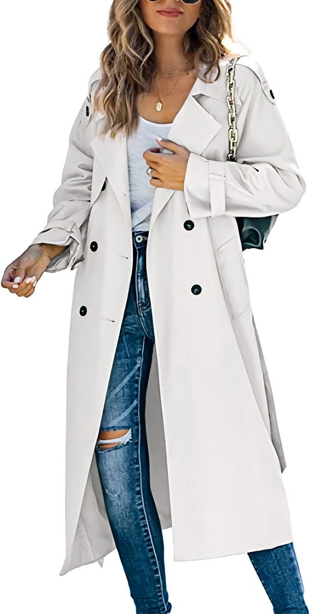 Double-Breasted Belted Longline Trench Coat