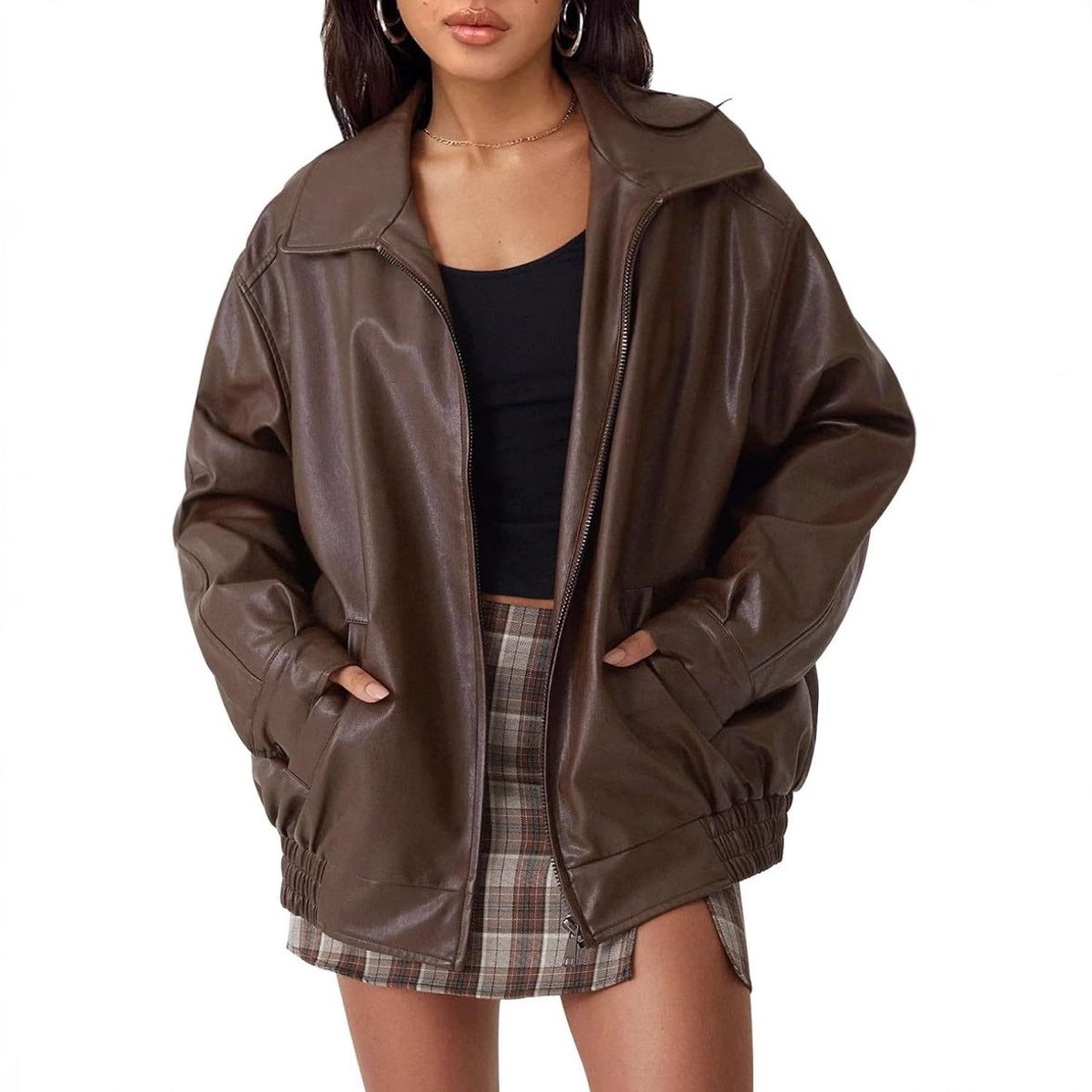 Relaxed Zip-Up Bomber Jacket