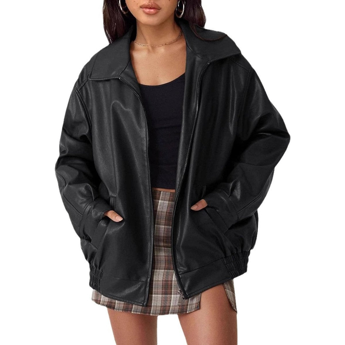 Relaxed Zip-Up Bomber Jacket