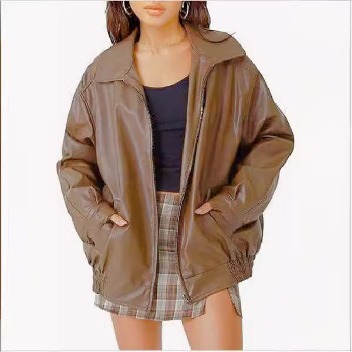 Relaxed Zip-Up Bomber Jacket