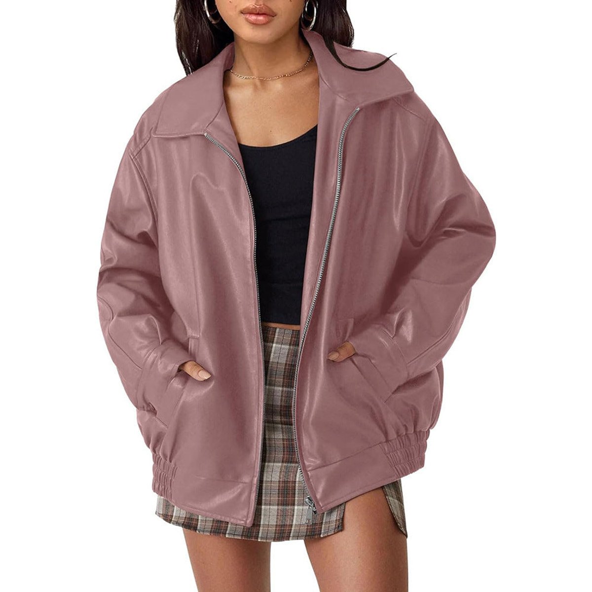 Relaxed Zip-Up Bomber Jacket
