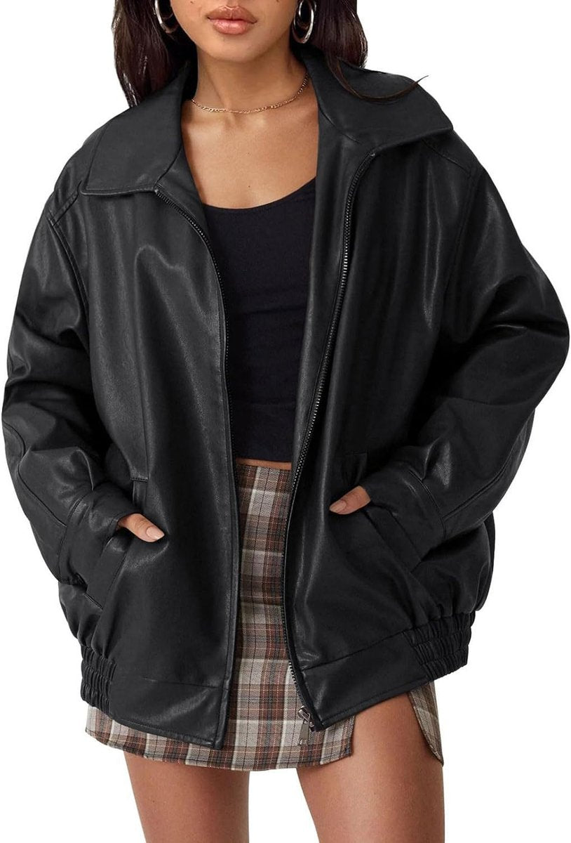 Relaxed Zip-Up Bomber Jacket