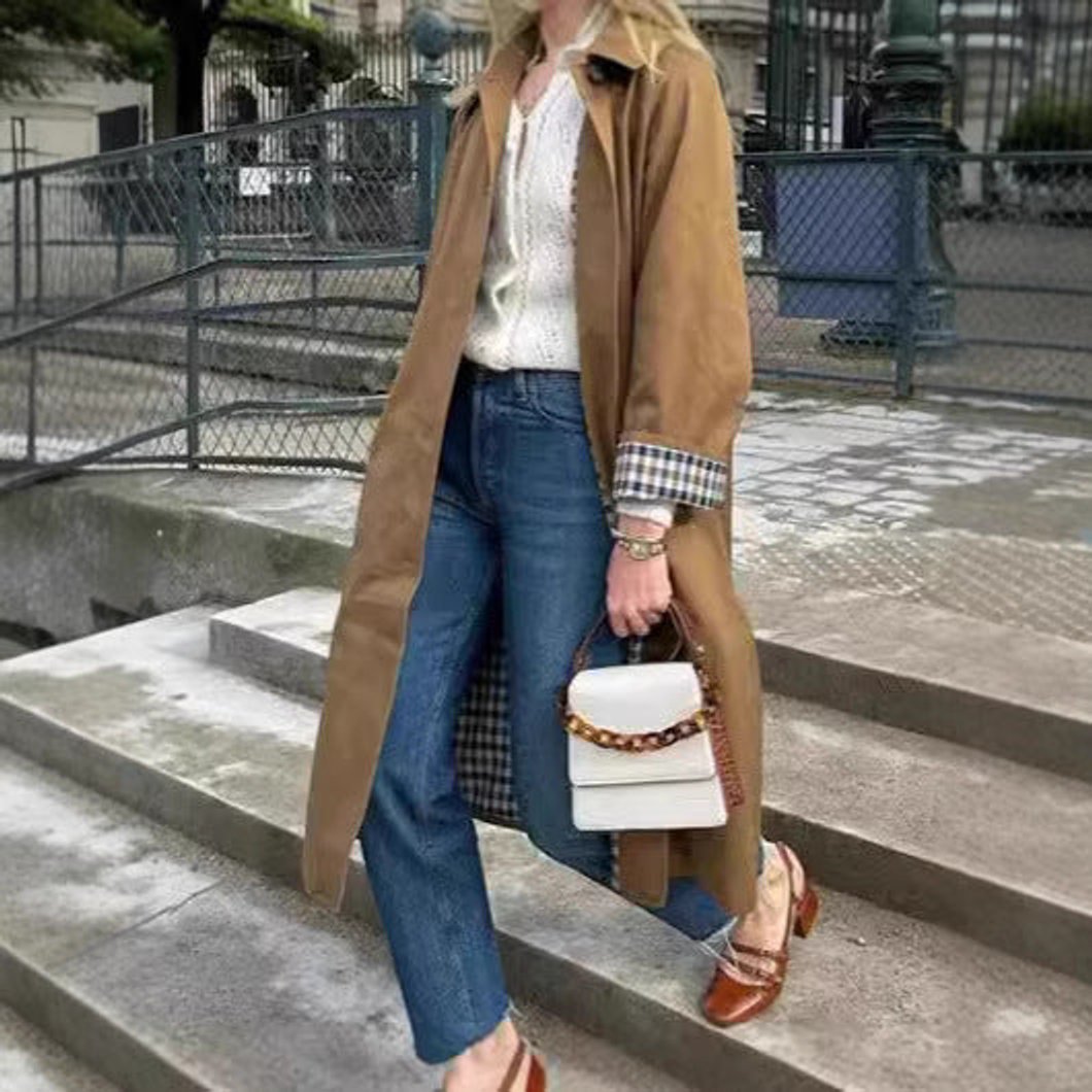 Refined Oversized Long Trench Coat