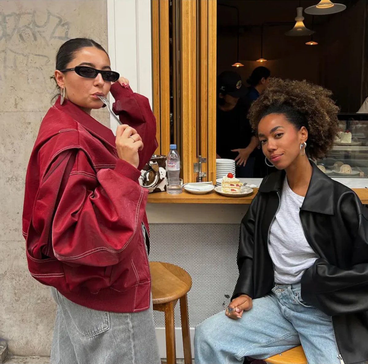 Oversized Contrast-Stitch Bomber Jacket