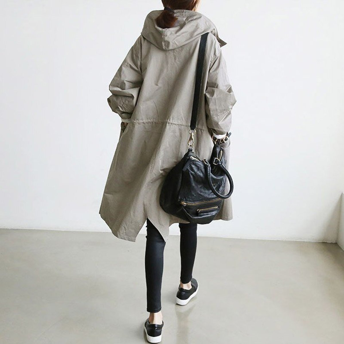 Oversized Hooded Button-Front Coat
