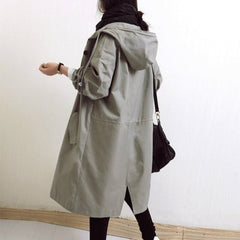 Oversized Hooded Button-Front Coat