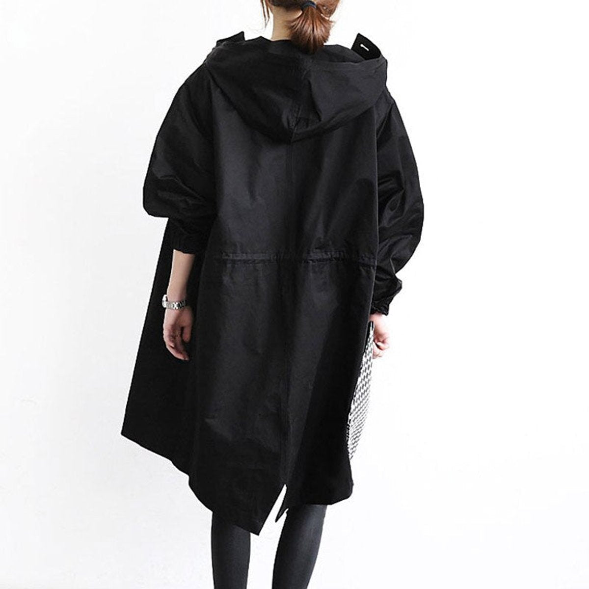 Oversized Hooded Button-Front Coat
