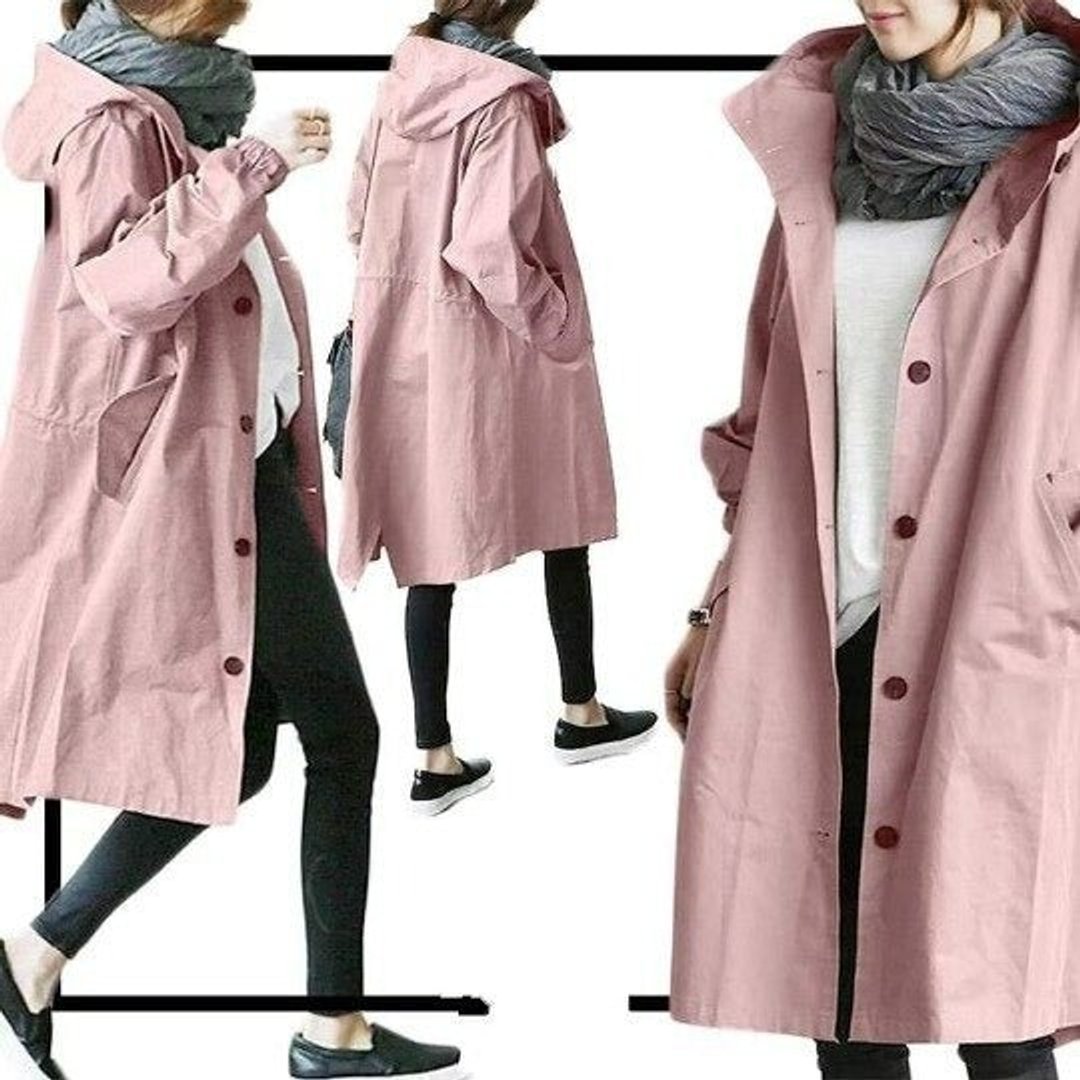 Oversized Hooded Button-Front Coat