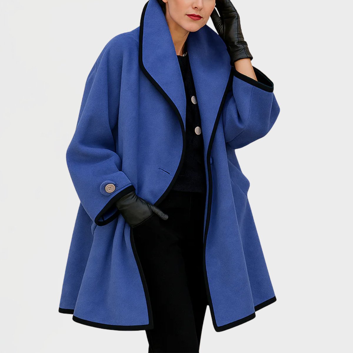 Oversized Contrast-Trim Coat